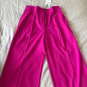 Zara Pink Wide Leg Pants with Tailored Pleats